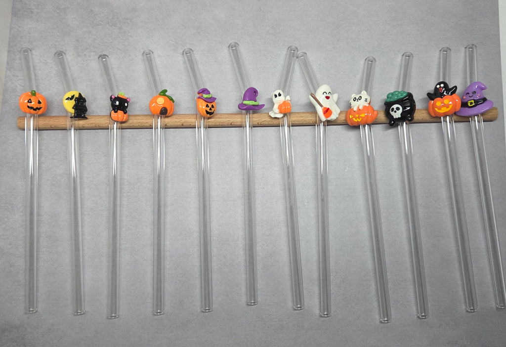 Spooky Fall Glass Straws 7.8 inch